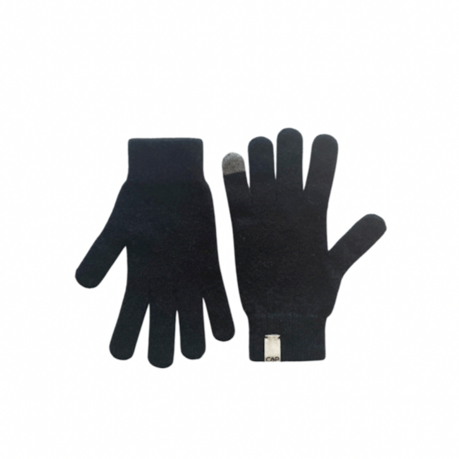 100% Recycled Cashmere Gloves in Navy with a Grey Tip