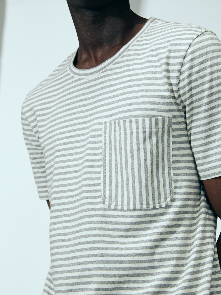 100% Cotton T-shirt (Grey Stripe)