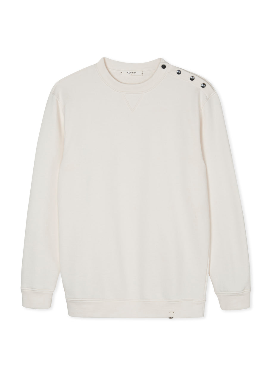 100% Natural Cotton Popper shoulder sweatshirt - Cream