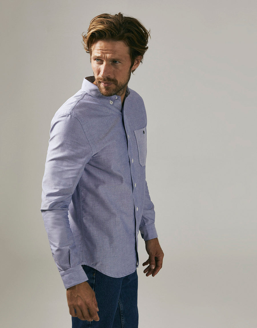 100% cotton slim-fit Oxford shirt (Navy)