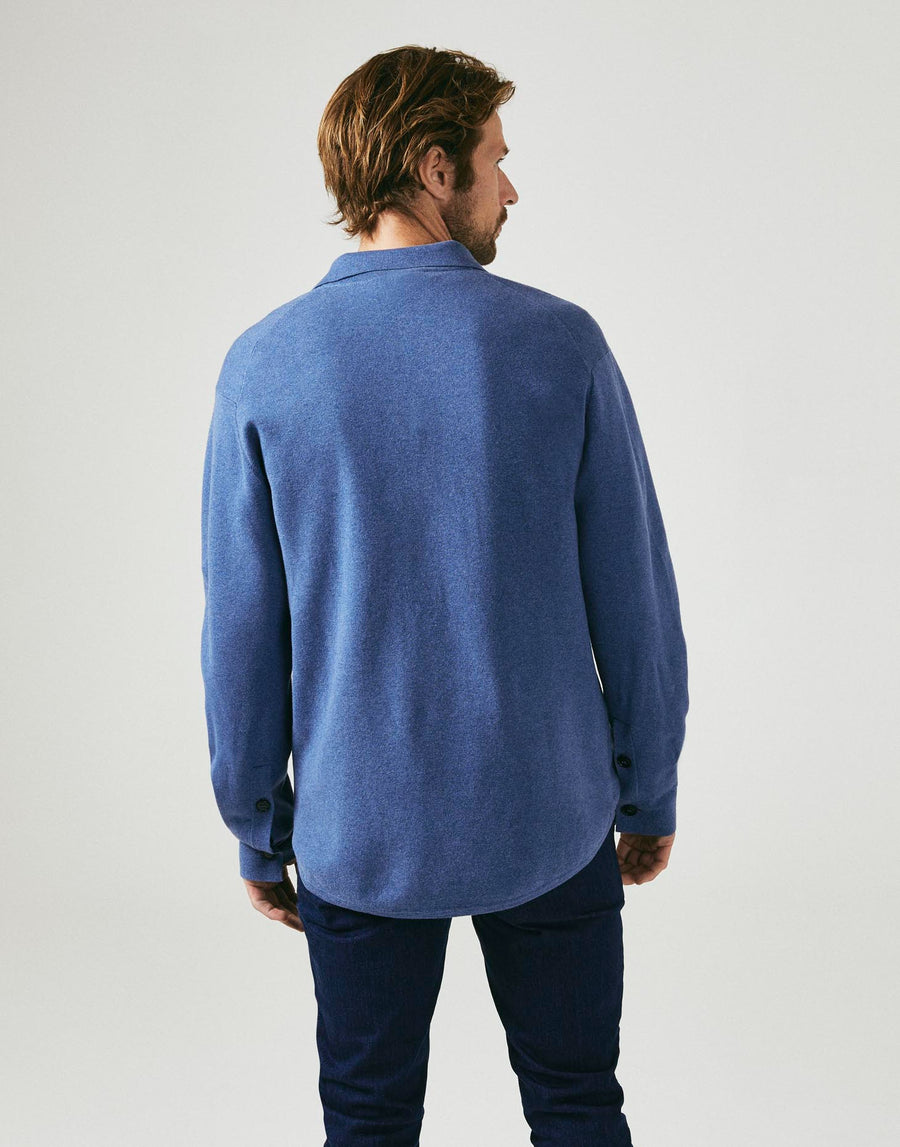 Cashmere & Cotton Milano Knitted Overshirt - Denim Blue
