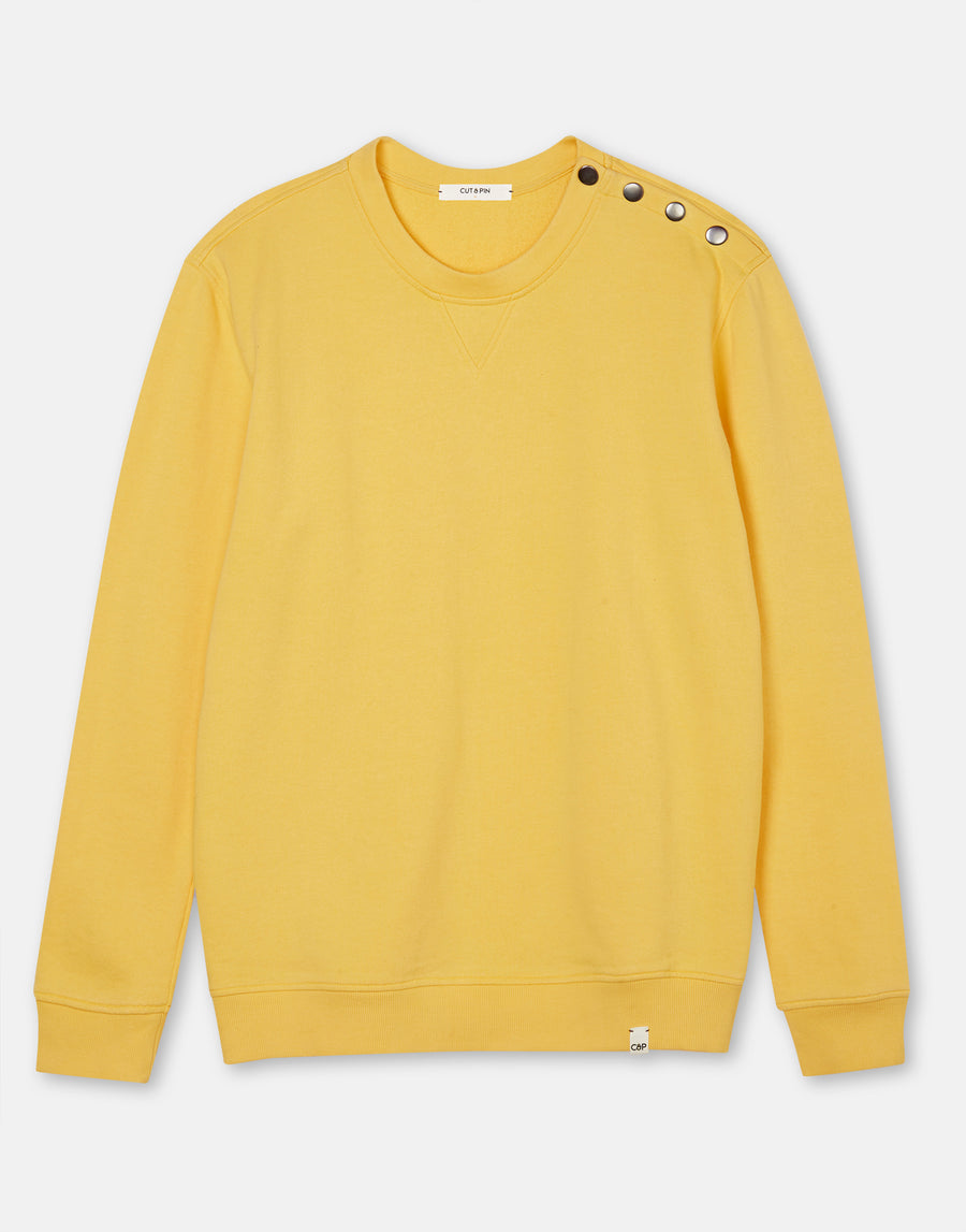 100% Natural Cotton Popper shoulder sweatshirt - Yellow